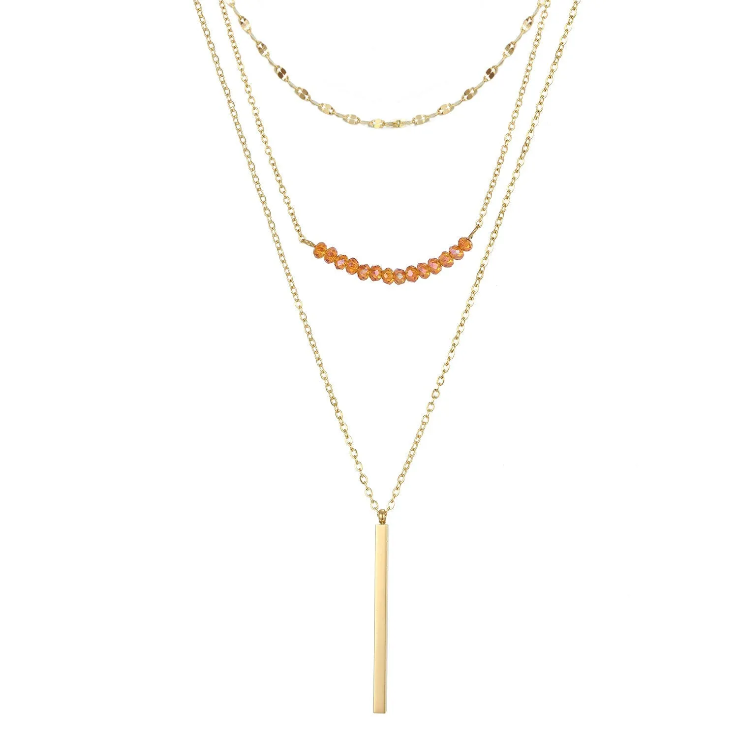 ELEGANT BAR LAYERED GOLD NECKLACE SET