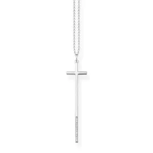 Elongated Diamond Cross Necklace