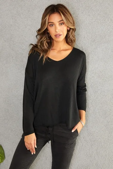 Emma Mineral Wash Long Sleeve V-Neck Sweaterpi