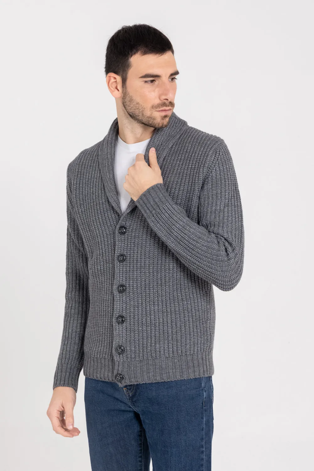 ENGLISH KNITTED SHAWL COLLAR JACKET