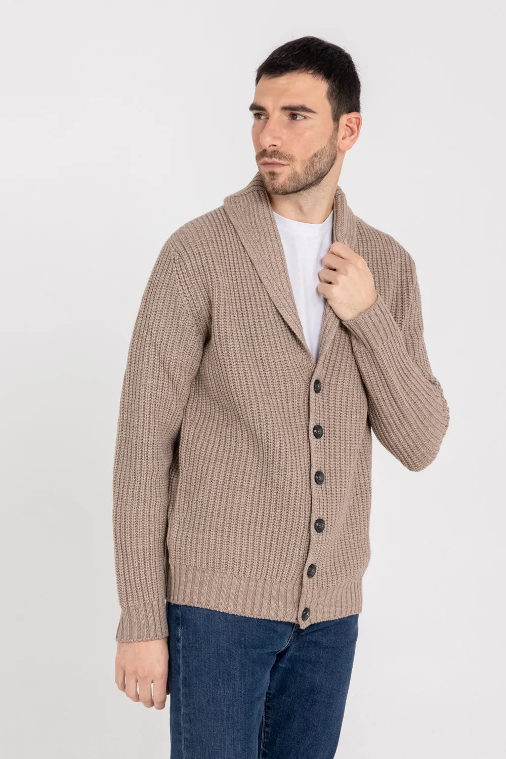 ENGLISH KNITTED SHAWL COLLAR JACKET