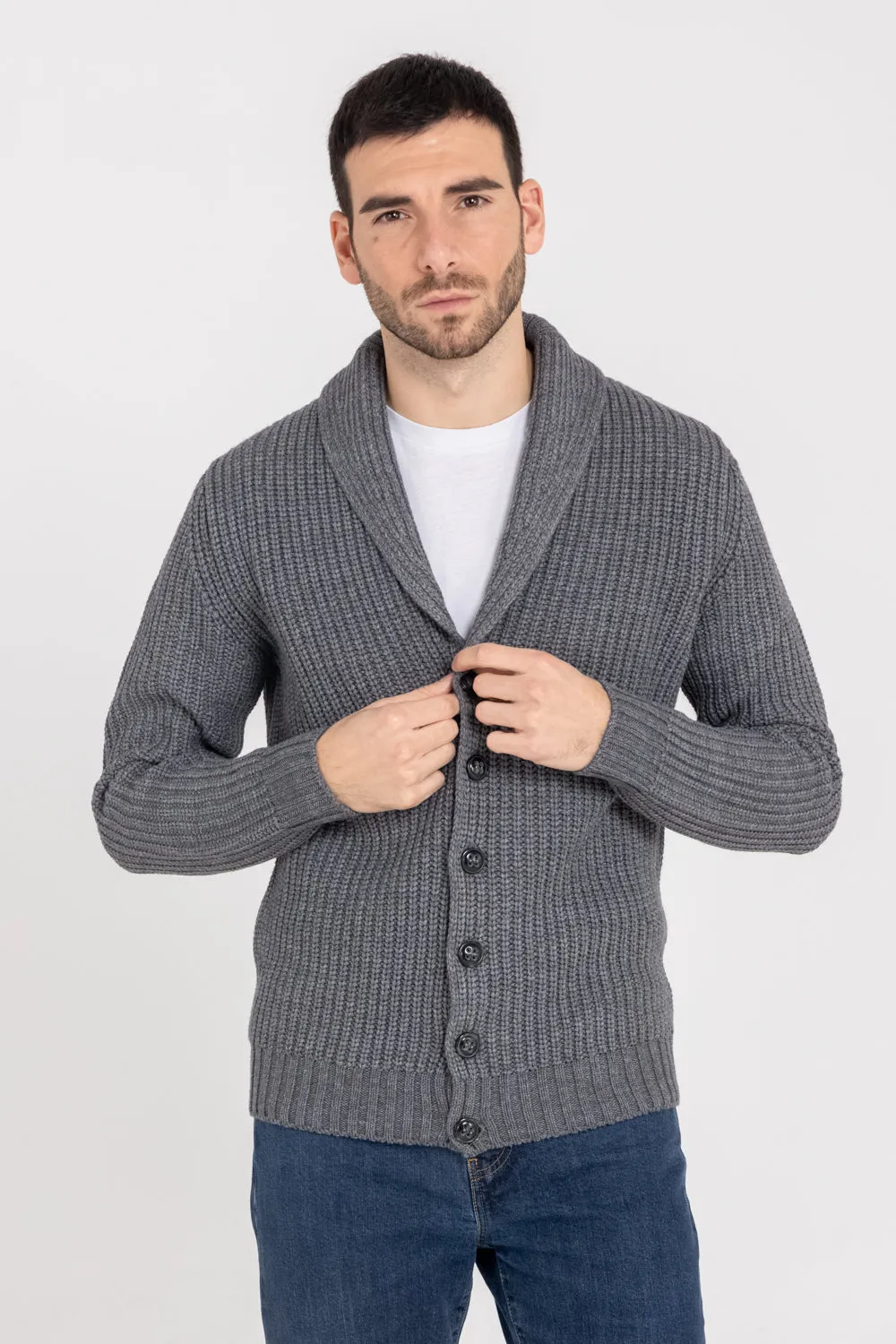 ENGLISH KNITTED SHAWL COLLAR JACKET