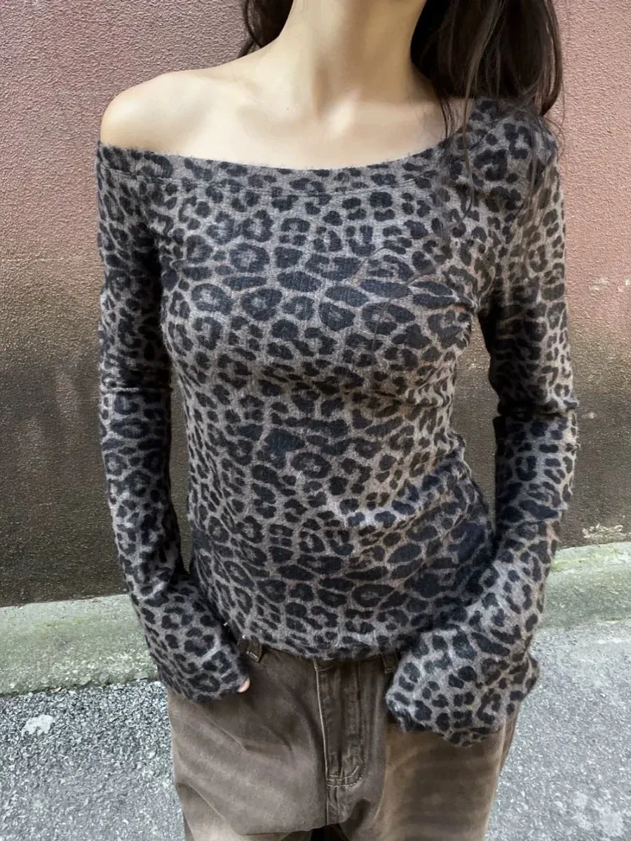 Ericka Leopard Print Off-Shoulder Top