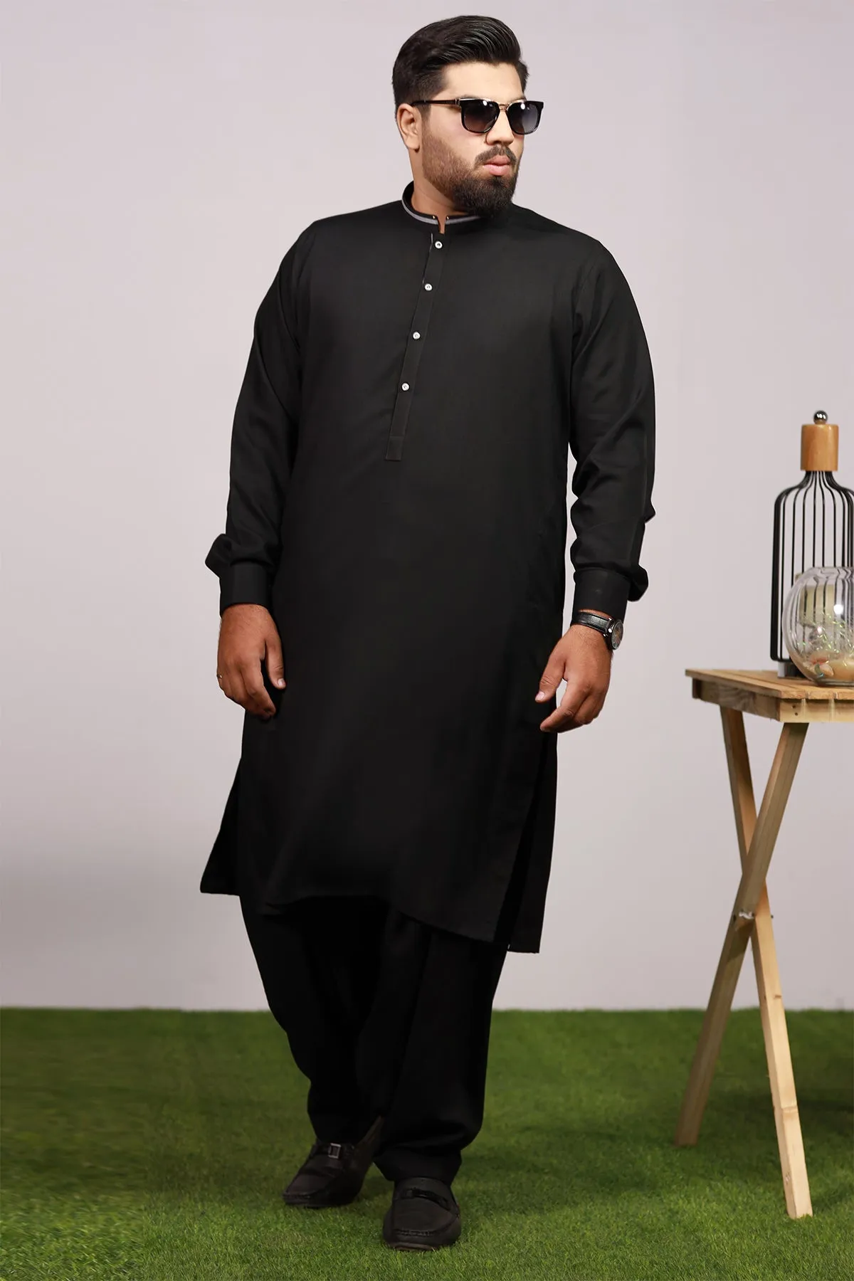 Ethnic Black Kurta Shalwar (Plus Size) - P22 - MKS004P