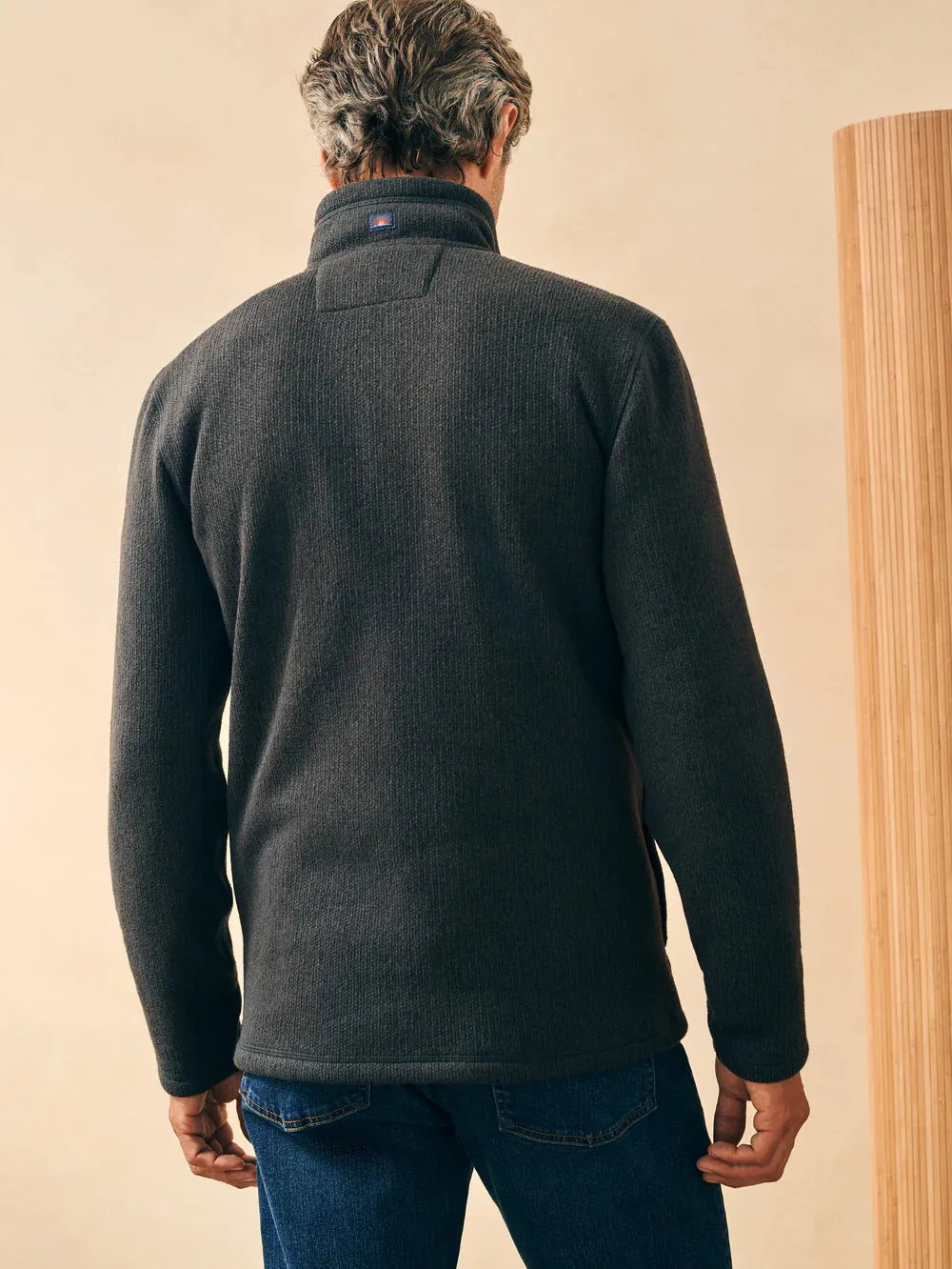 Faherty Fleece Full Zip in Lava Rock