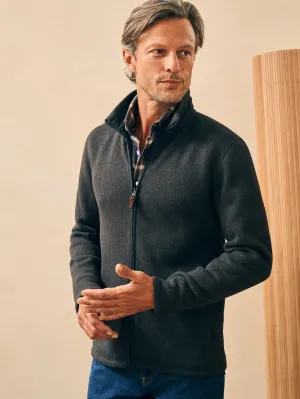 Faherty Fleece Full Zip in Lava Rock