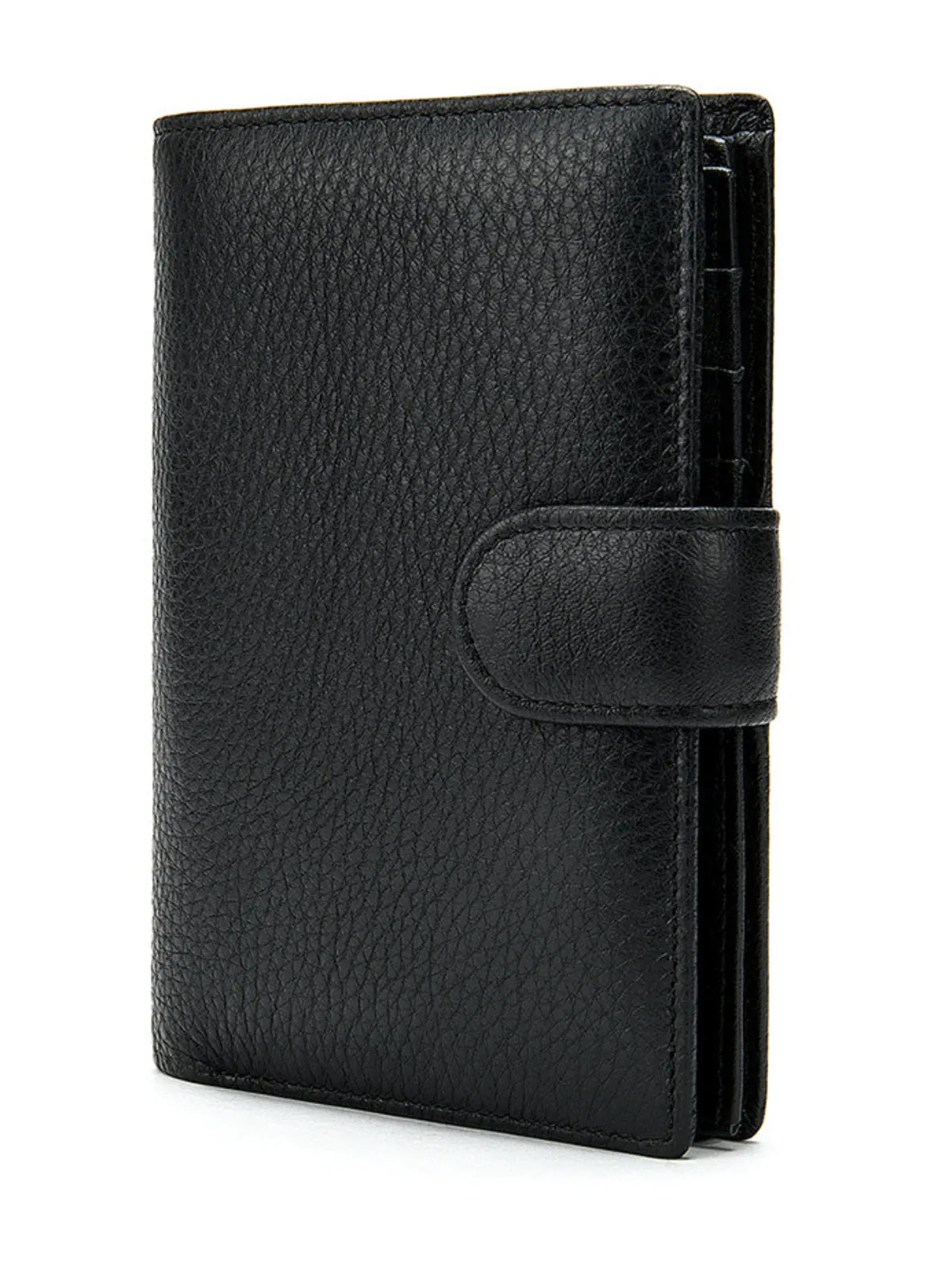 Fashion Black Button Cowhide Wallet