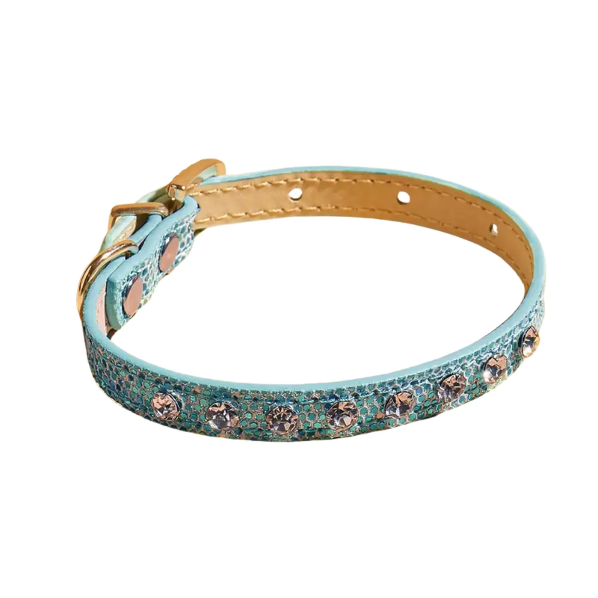 Faux Diamond Encrusted Cat Collar - Blue/Medium