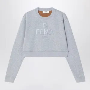 FENDI Mini Cropped Fleece Cotton Sweatshirt