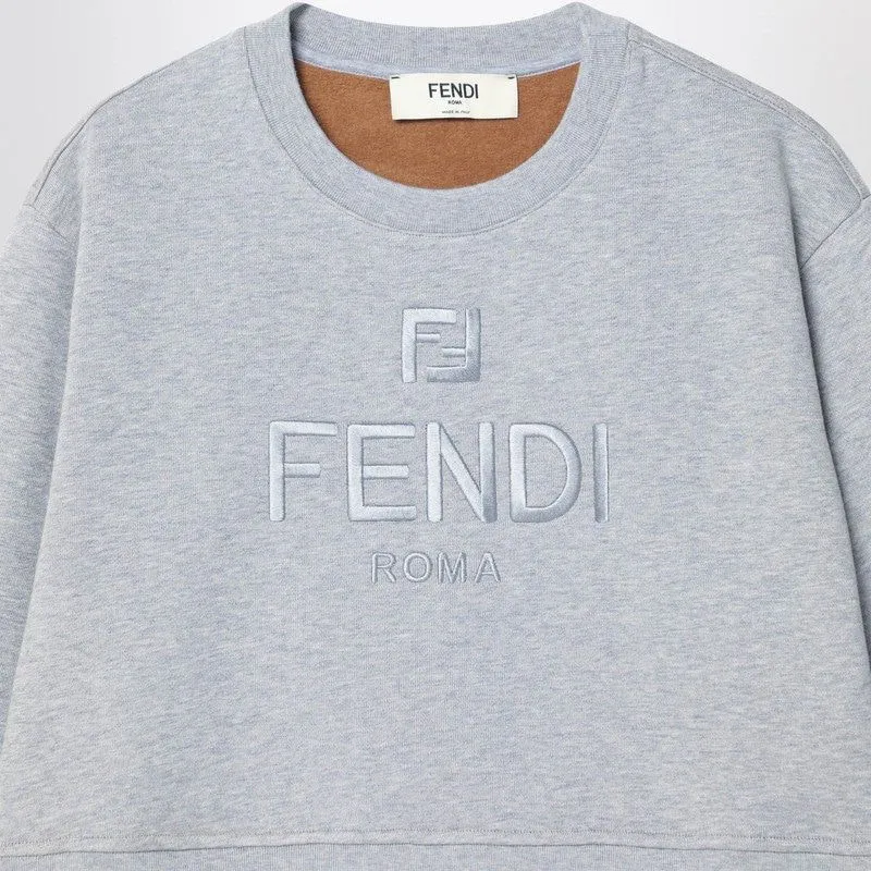 FENDI Mini Cropped Fleece Cotton Sweatshirt