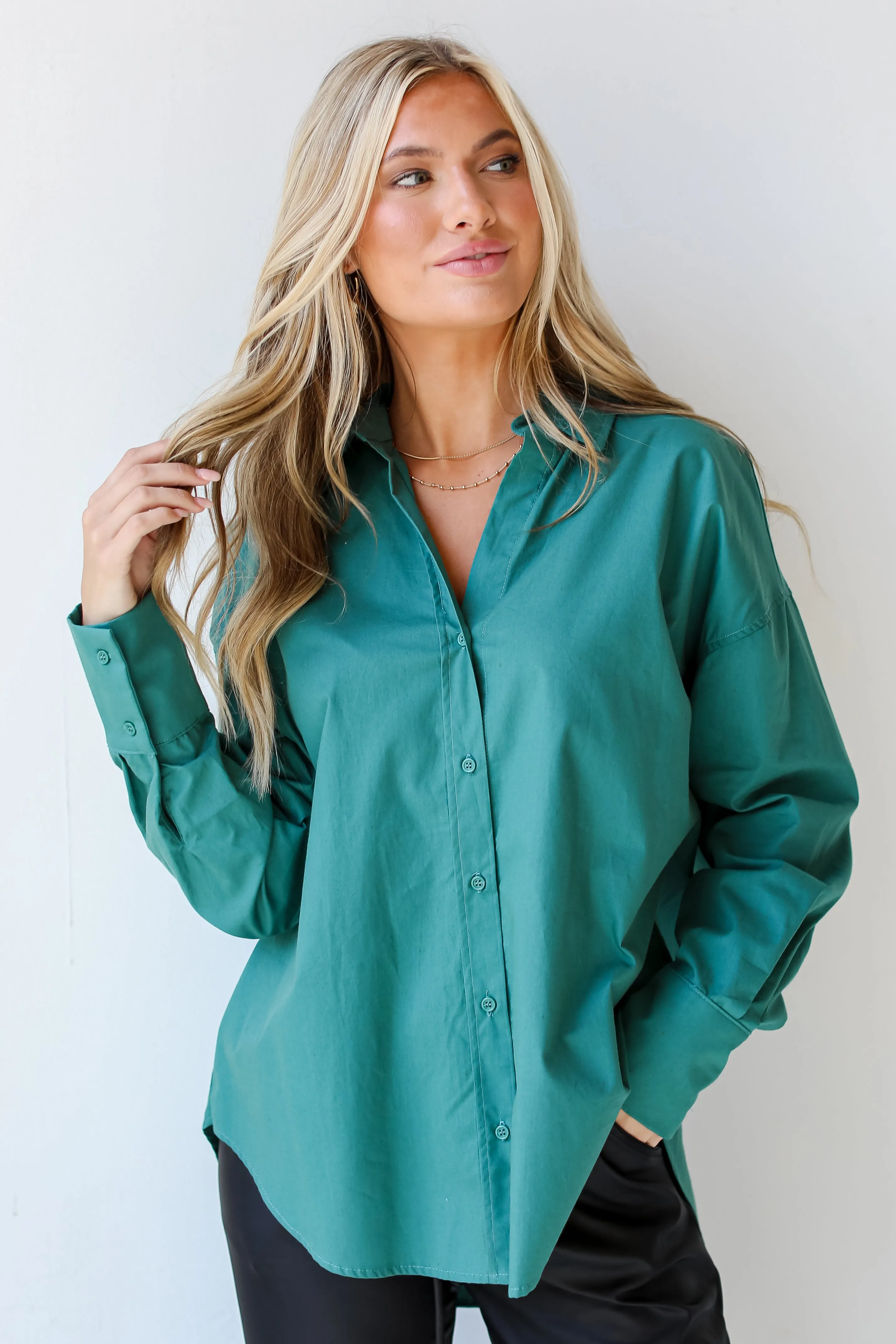 FINAL SALE - Sophisticated Instinct Oversized Button-Up Blouse