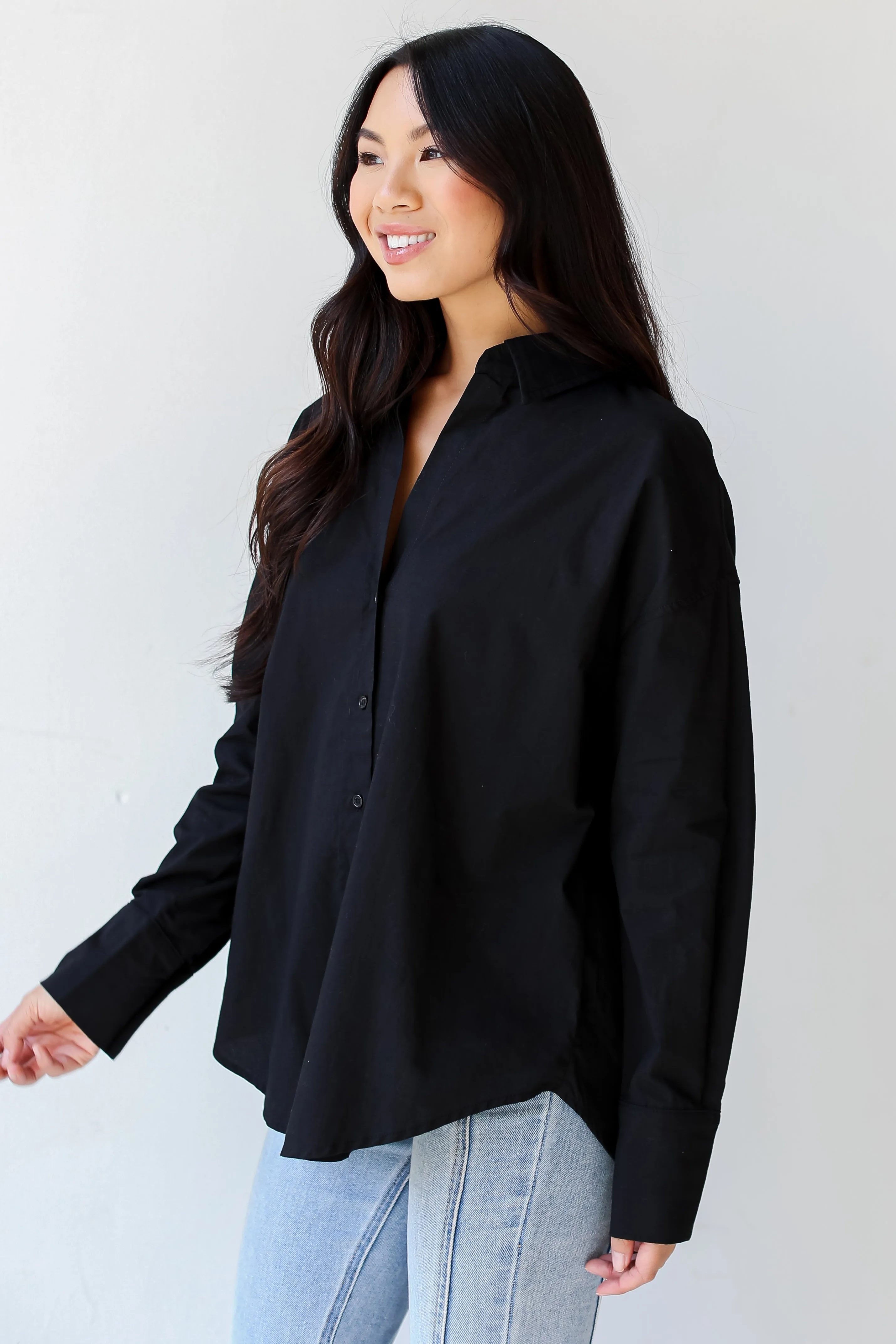 FINAL SALE - Sophisticated Instinct Oversized Button-Up Blouse