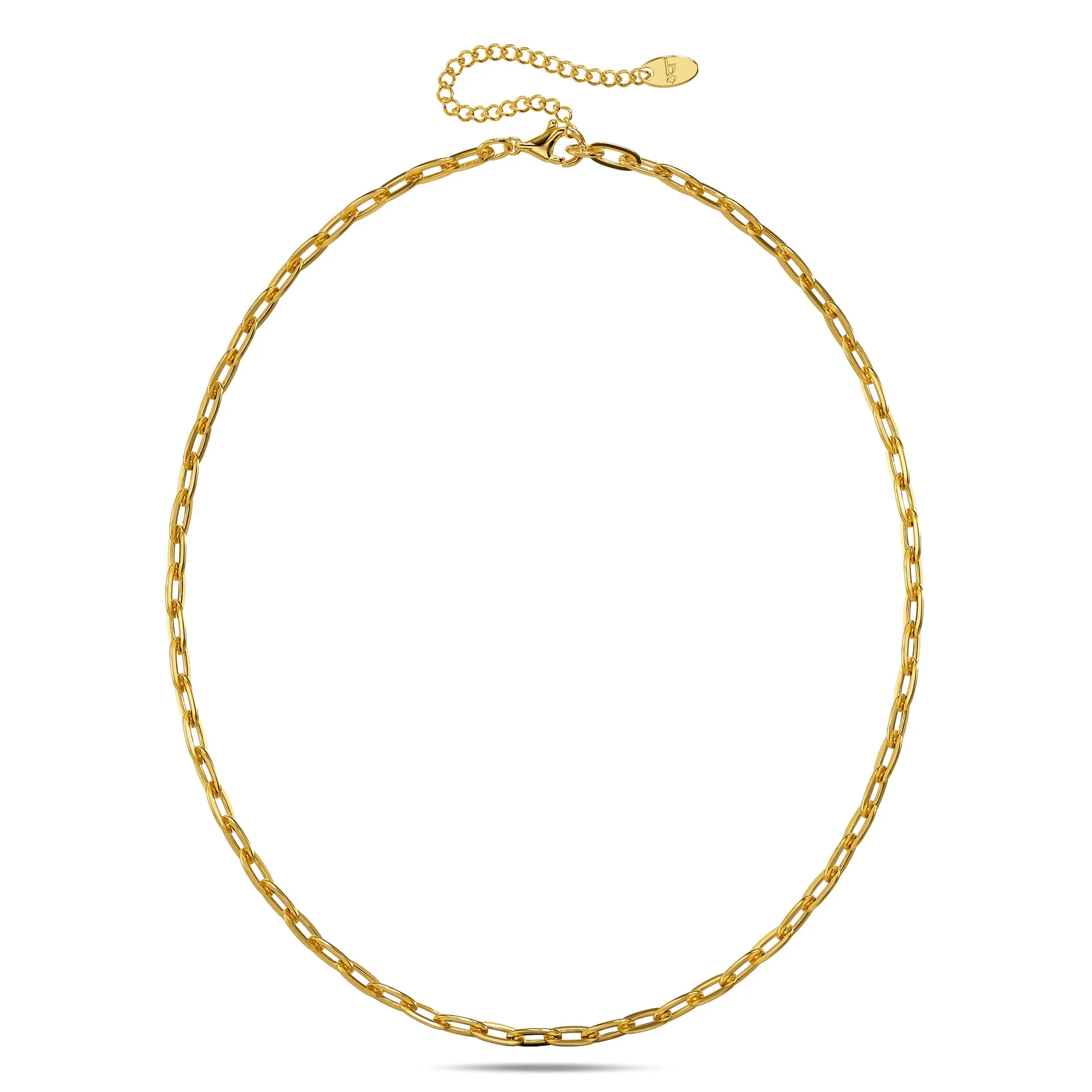 Flat Paperclip Link Chain Gold Plated Necklace