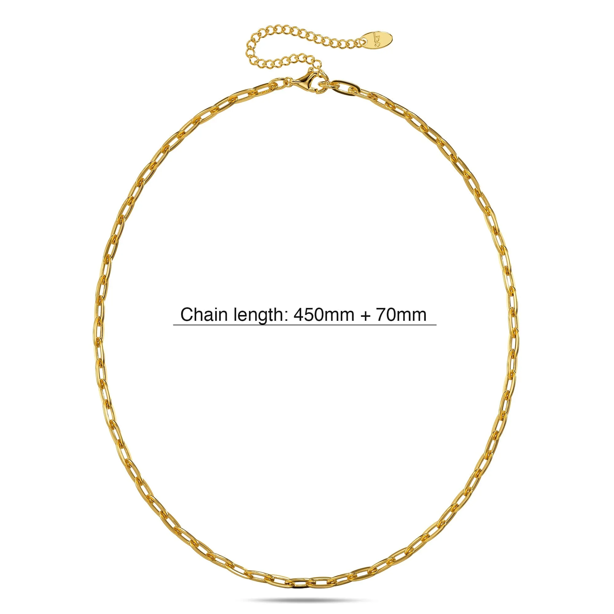 Flat Paperclip Link Chain Gold Plated Necklace