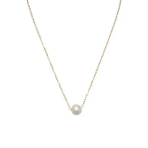 Floating Pearl Necklace in Gold