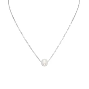 Floating Pearl Necklace in Sterling Silver