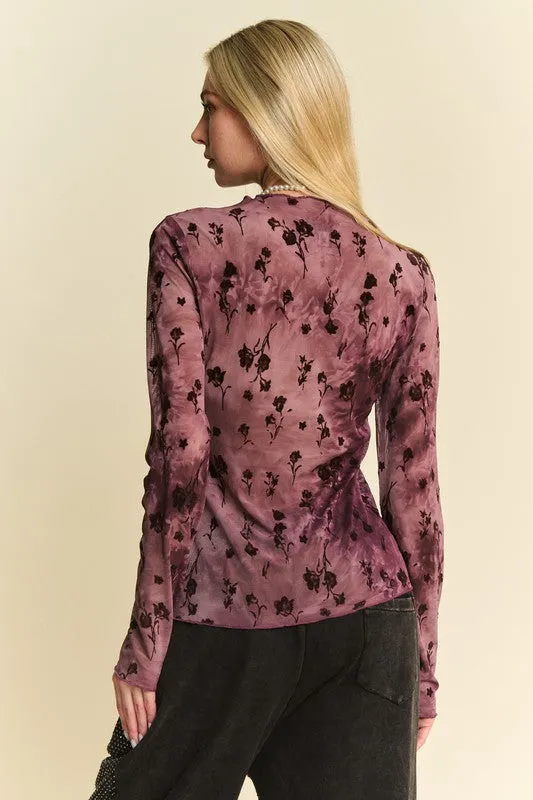 Floral Mesh Layering Top