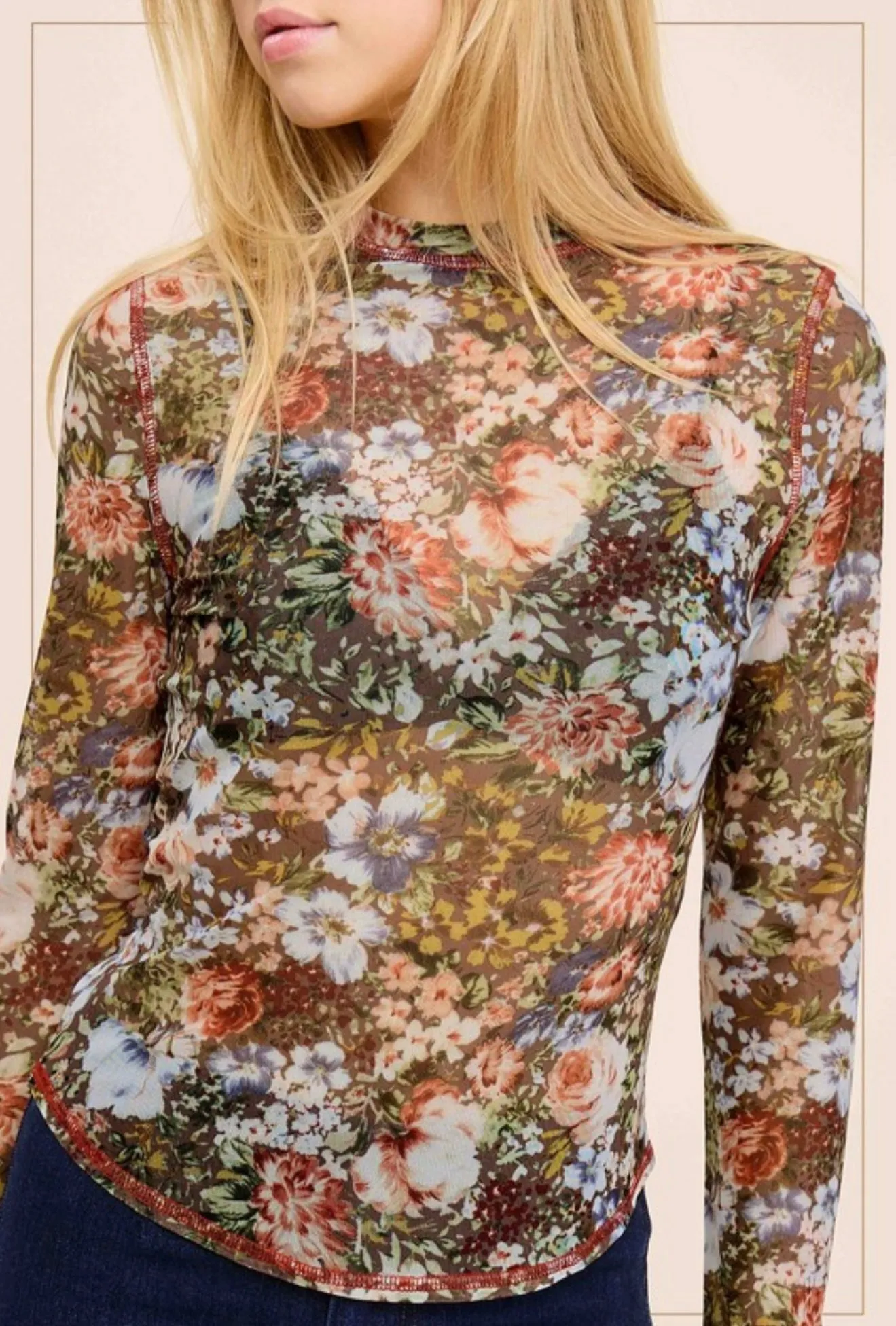 Floral Sheer Mesh Layering Top