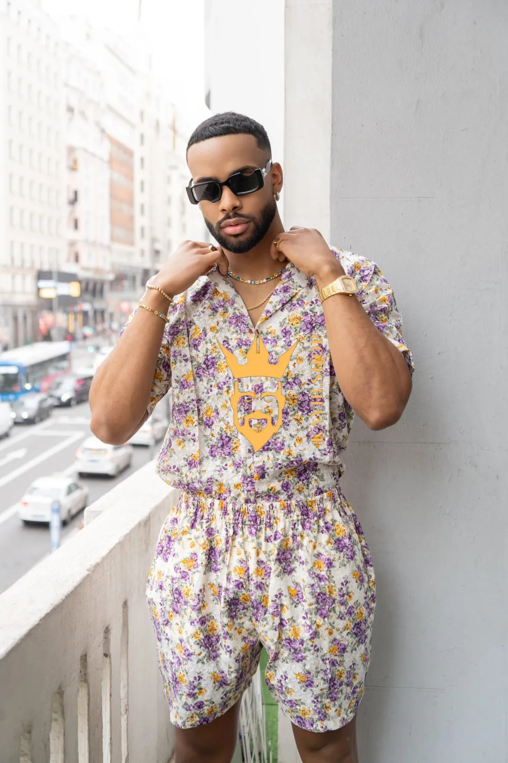 Flowers Spring/Summer Men's Lace Two-Piece Clothing: Sophisticated & Versatile Ensemble