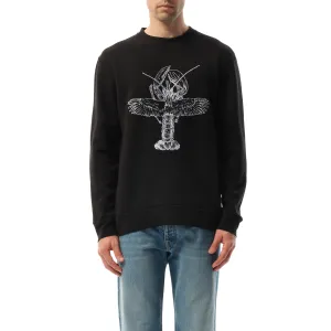 Flying Lobster Emb Sweatshirt in Black