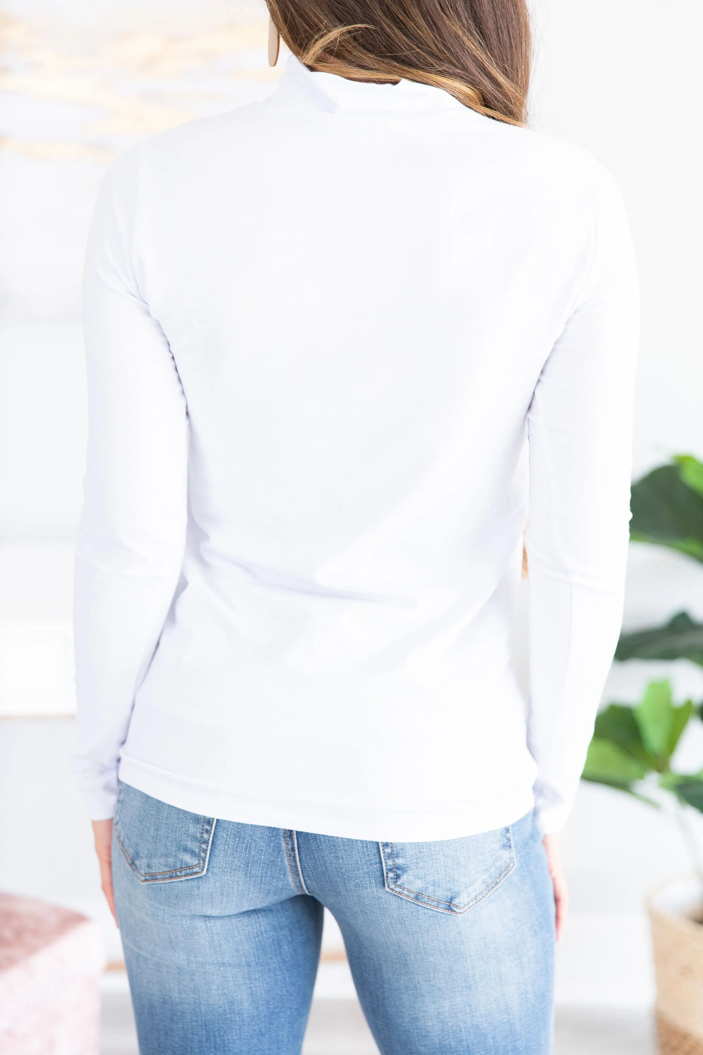 Follow My Lead White Mock Neck Top