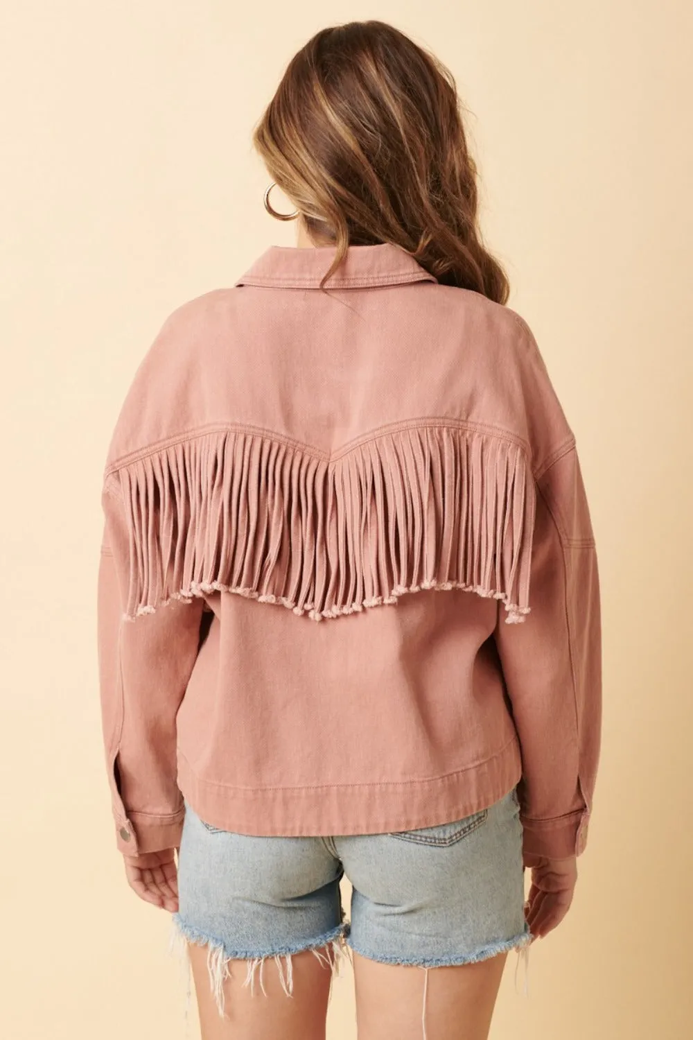 Fringe Detail Cotton Twill Jacket