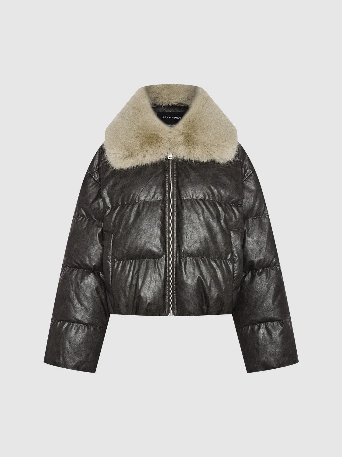 Fur Collar Leather Down Outerwear