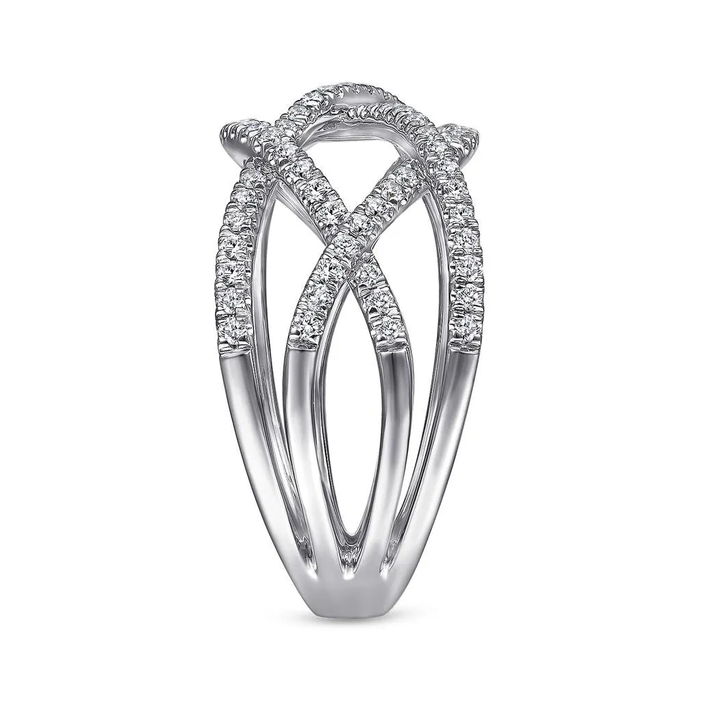 Gabriel & Co. 14k White Gold Layered Grid Diamond Ring