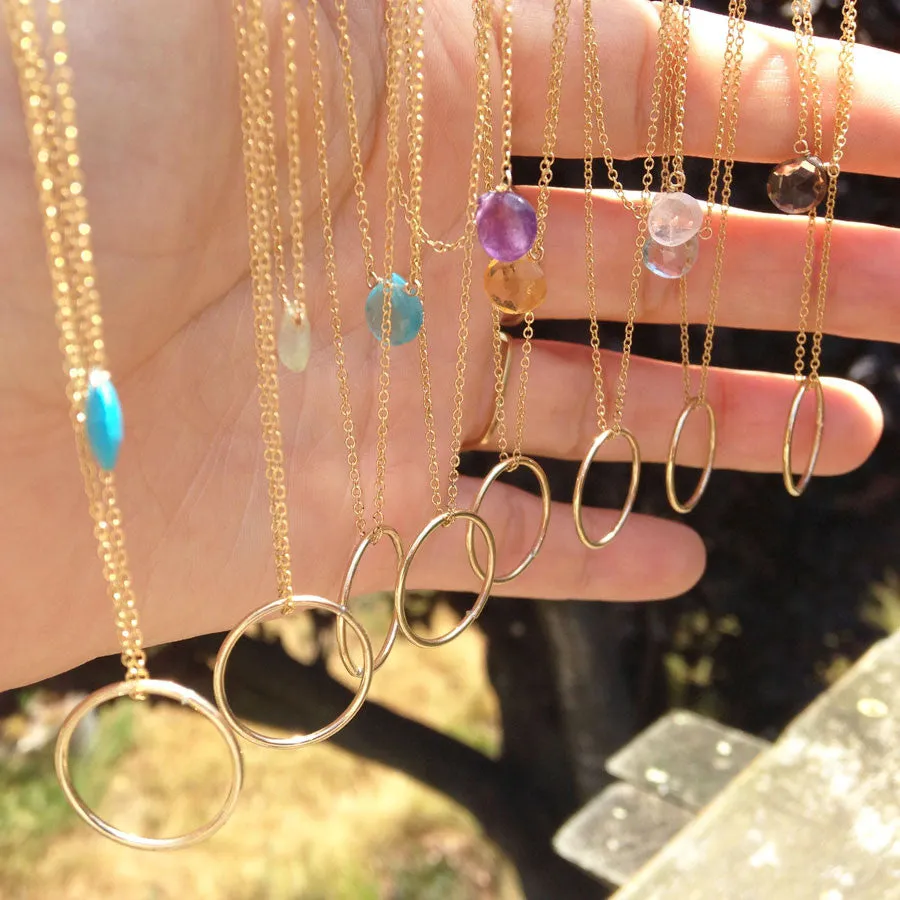 Gemstone Circle Layering Necklace Set