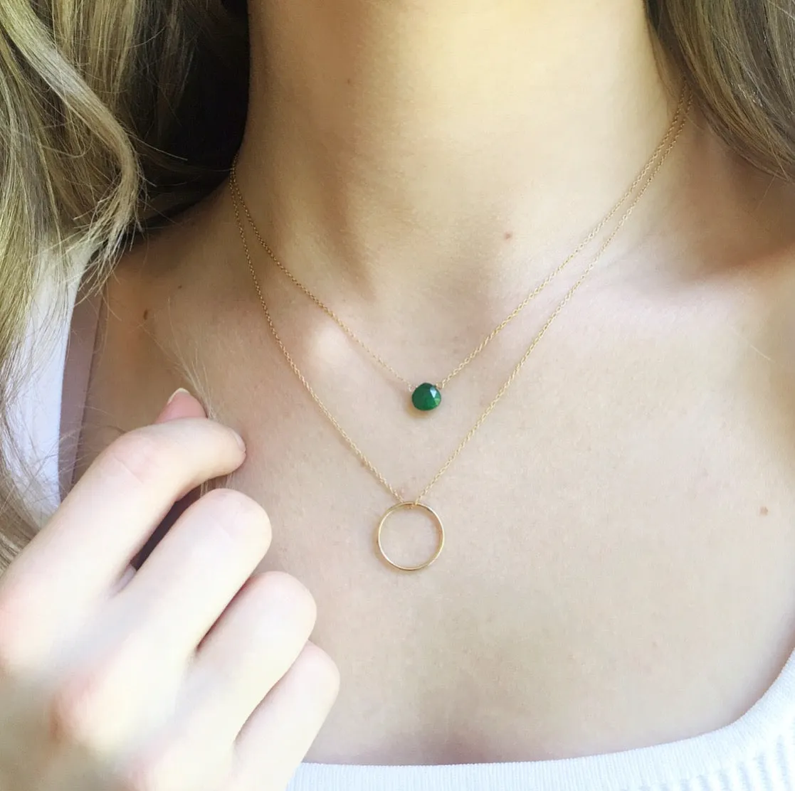 Gemstone Circle Layering Necklace Set