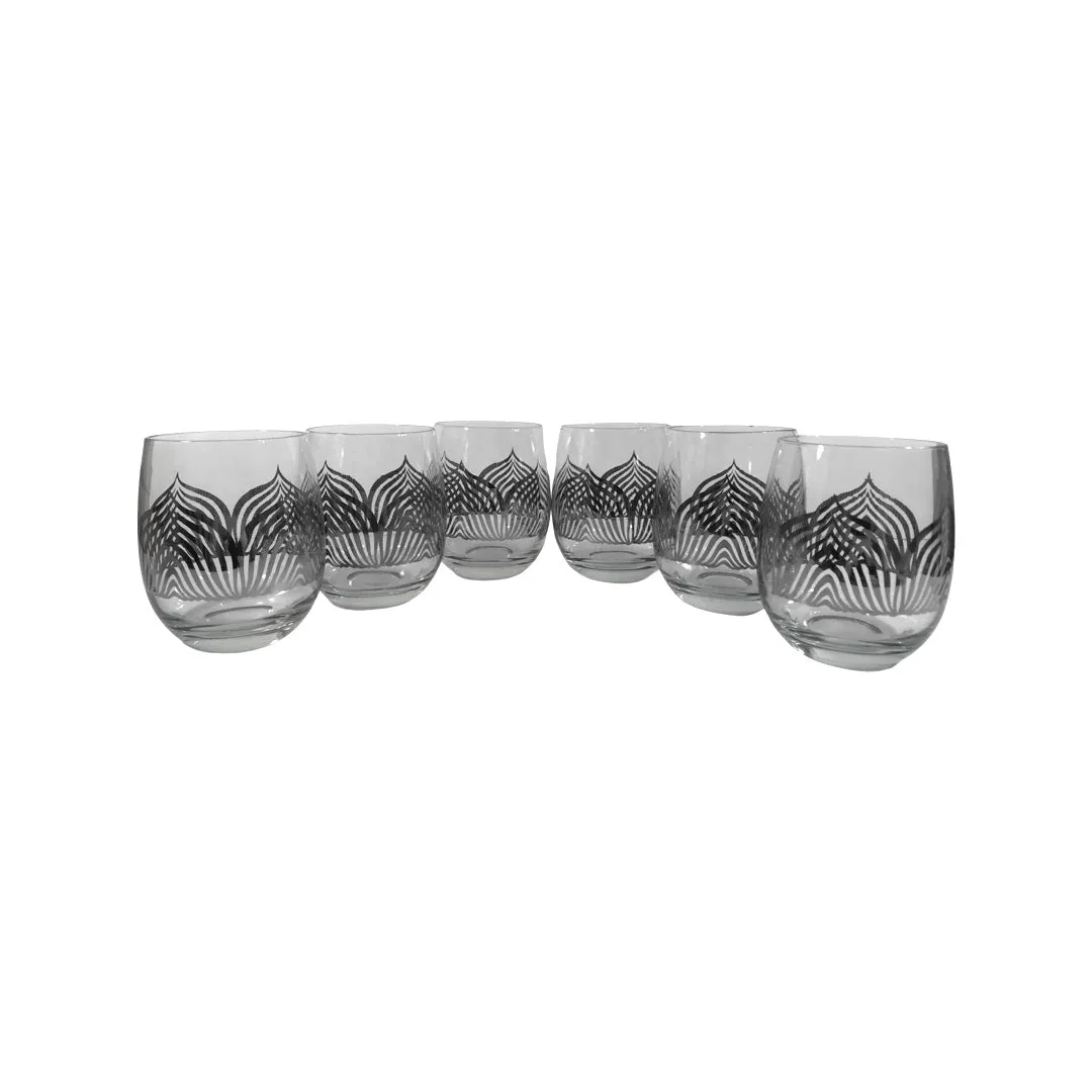 Georges Briard Signed Mid-Century Silver Deco Double Old Fashion Glasses (Set of 6)