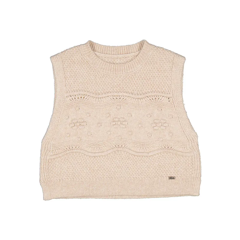 Girls Knit Vest- Heather Sand