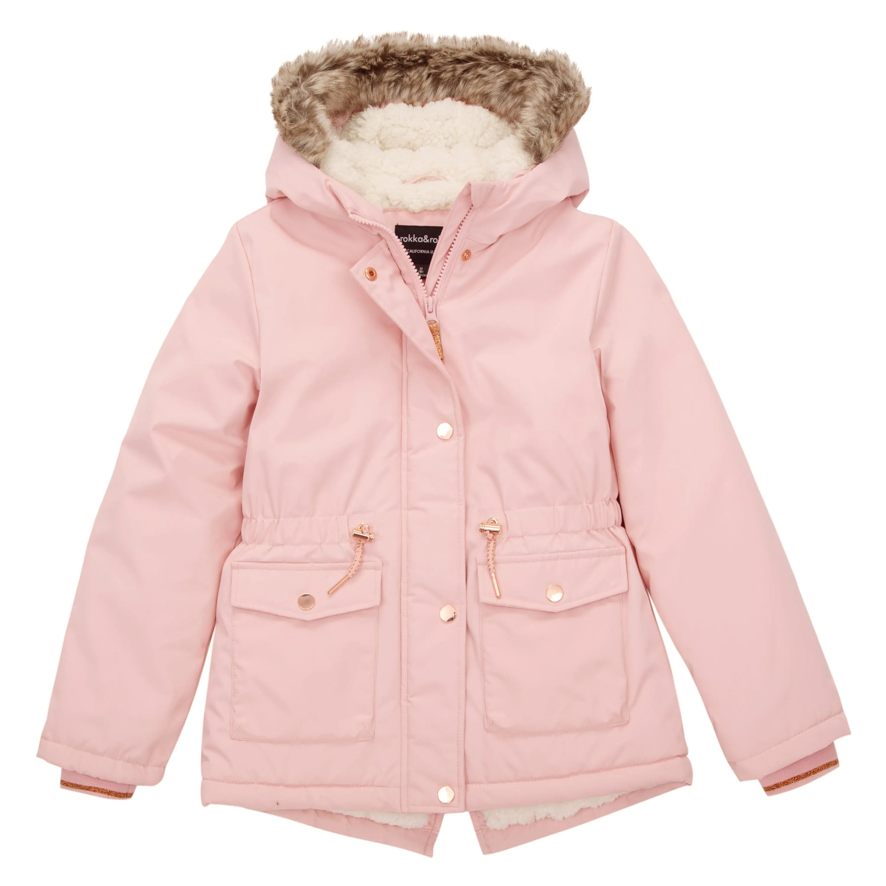 Girls' Water-Resistant Sherpa Fleece Lined Puffer Jacket Winter Parka Coat