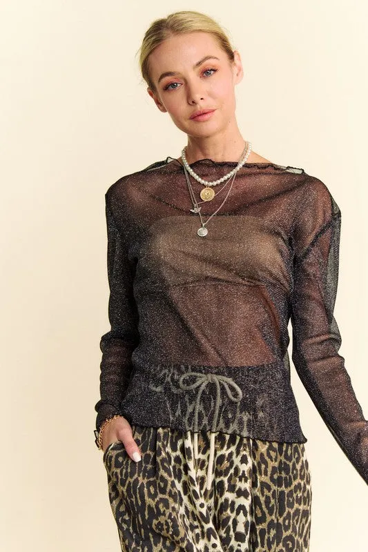 Glitter Mesh Layering Top