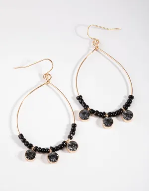 Gold Mini Bead & Stone Drop Earrings