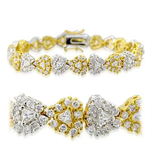 Gold Rhodium Brass Bracelet with AAA Grade CZ in Clear for Women Style 23711