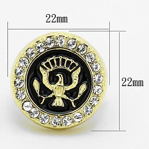 Gold(Ion Plating) Stainless Steel Ring with Top Grade Crystal in Clear for Women Style TK1404