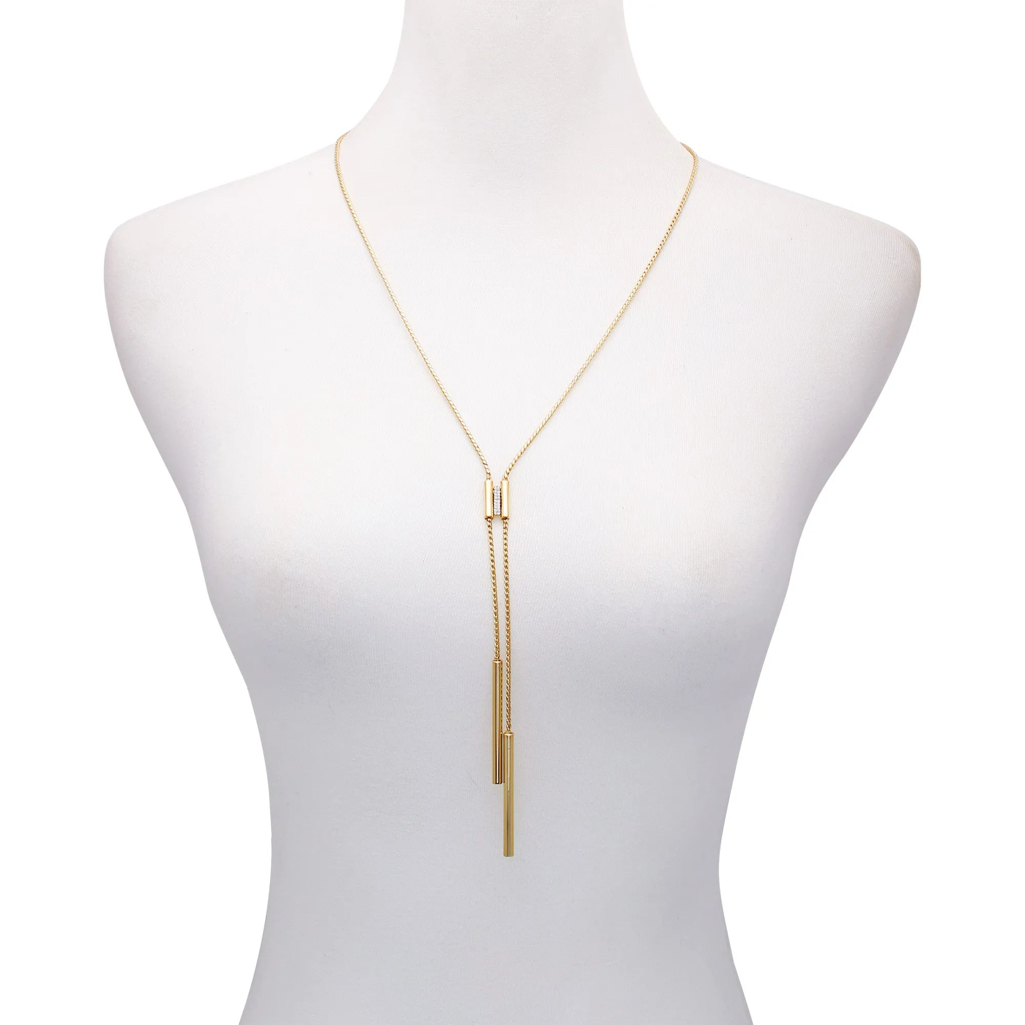 Goldtone Crystal Stone Long Y-Necklace