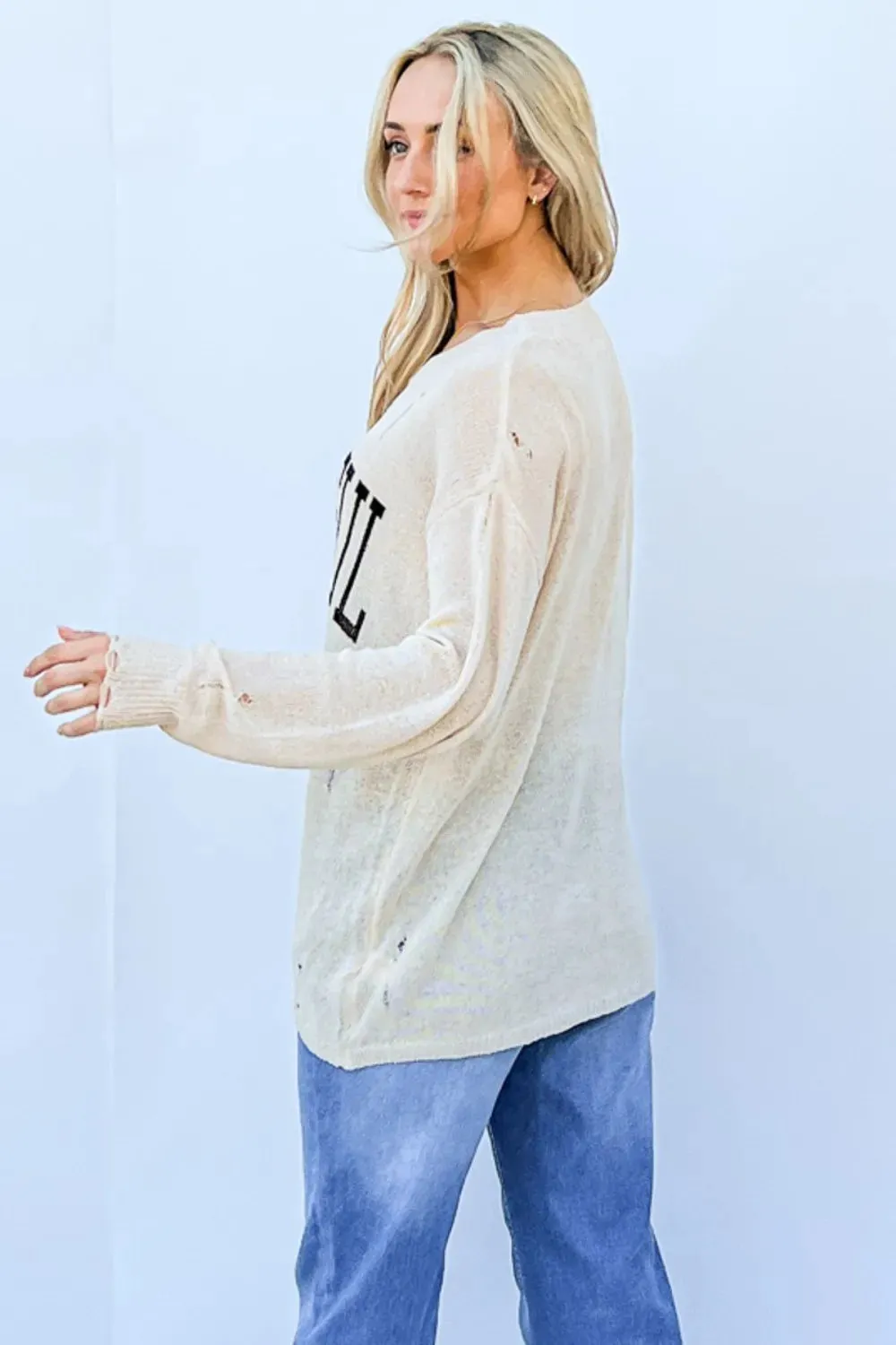 GRATEFUL Long Sleeve Knit Top