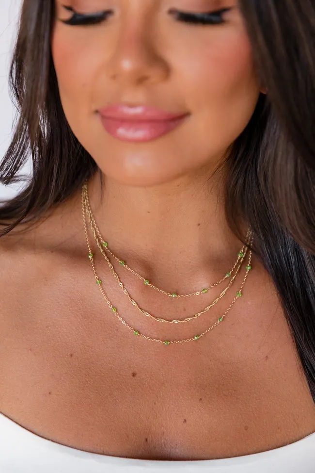 Green Beaded Layering Necklace