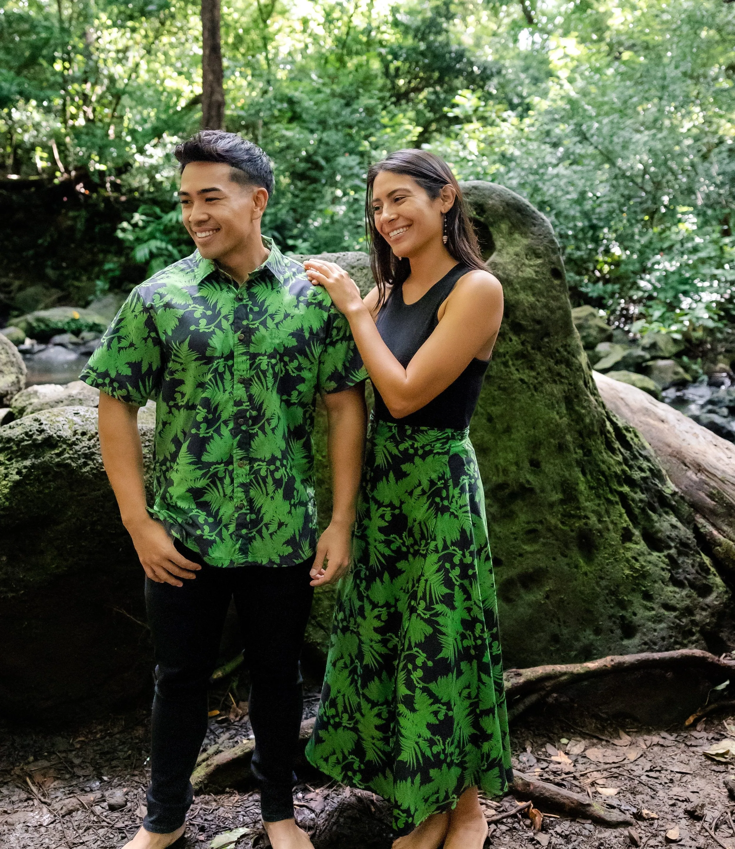 GREEN HĀPU'U TREE FERN Midi Wrap Skirt