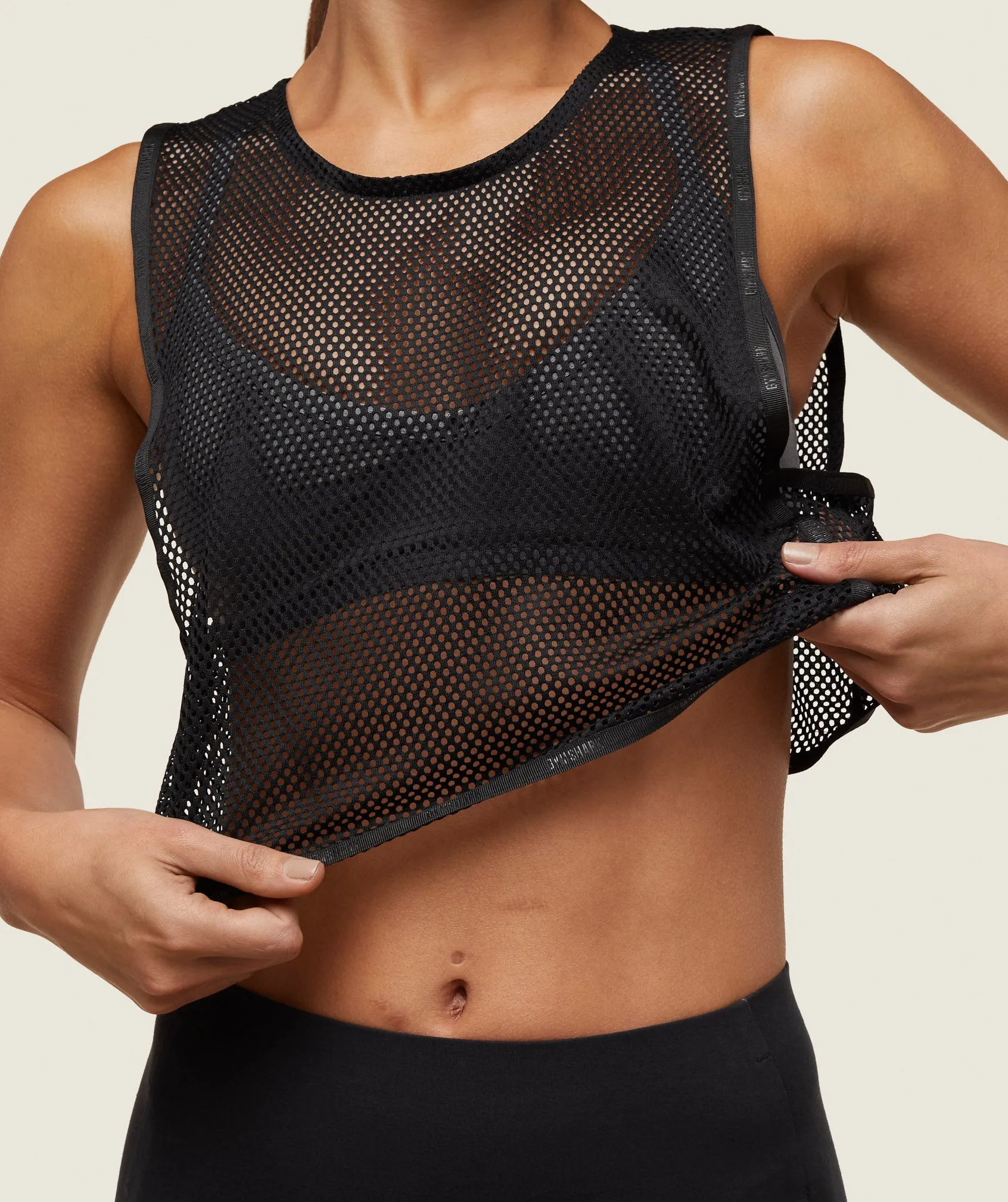 Gymshark everywear Cropped Mesh Tank - Black