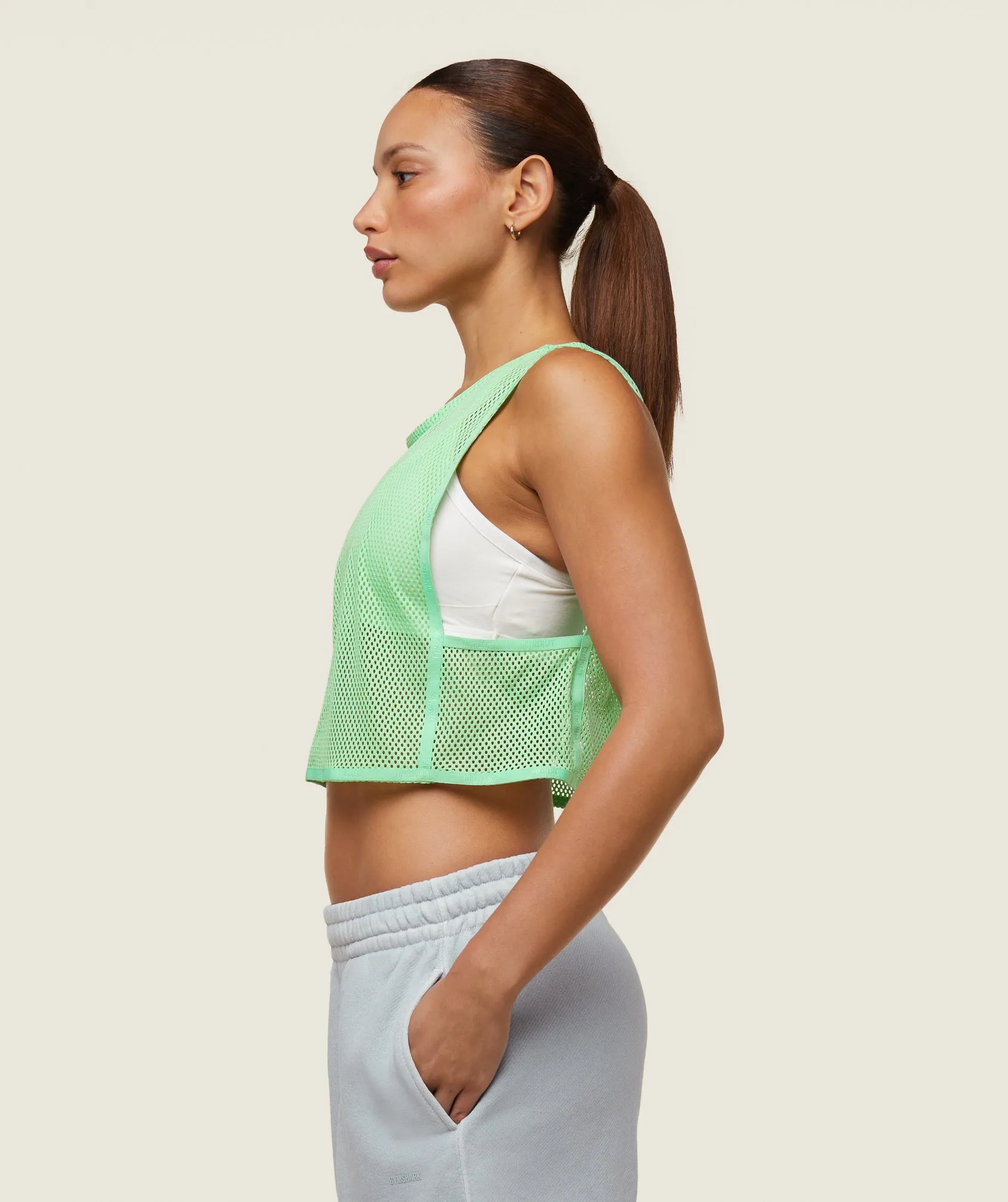 Gymshark everywear Cropped Mesh Tank - Bring It Green