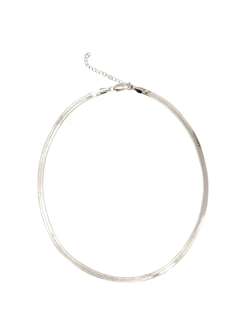 Hailey Silver Herringbone Necklace 18"