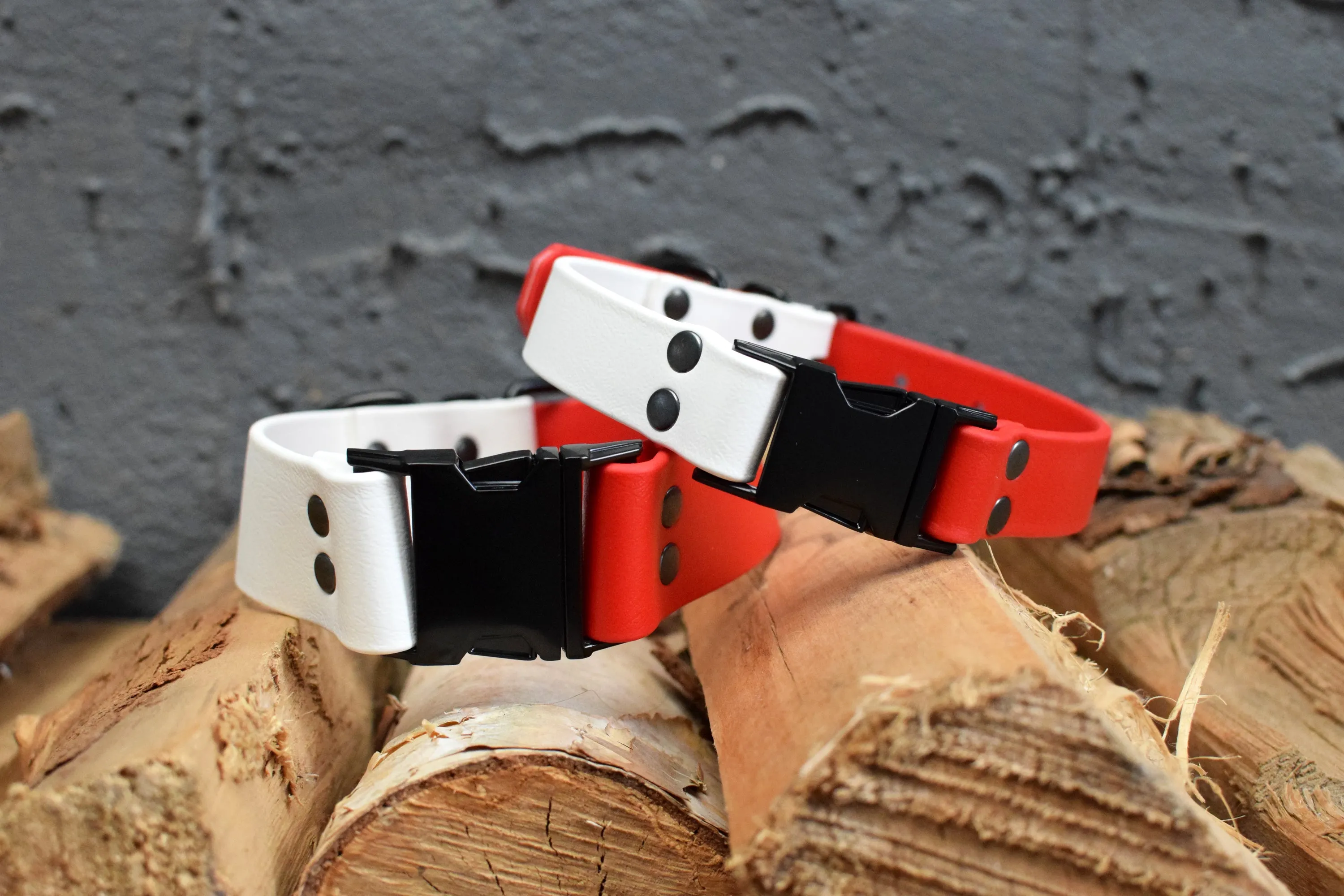 HARDWARE RETIREMENT SALE - LUCI COLLECTION - Red & White Biothane Dog Collar