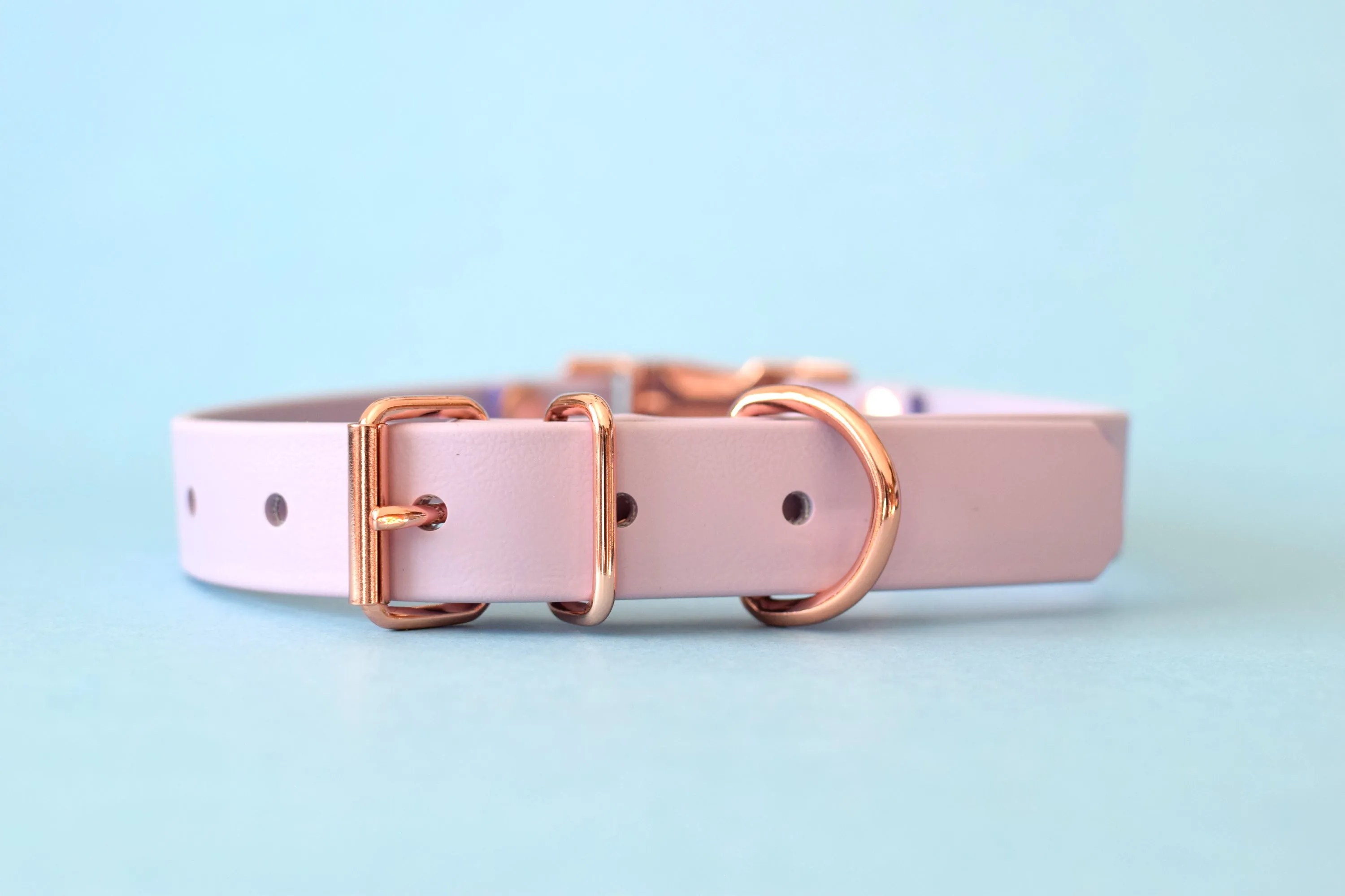 HARDWARE RETIREMENT SALE - Pastel Purple & Rose Gold Biothane Dog Collar