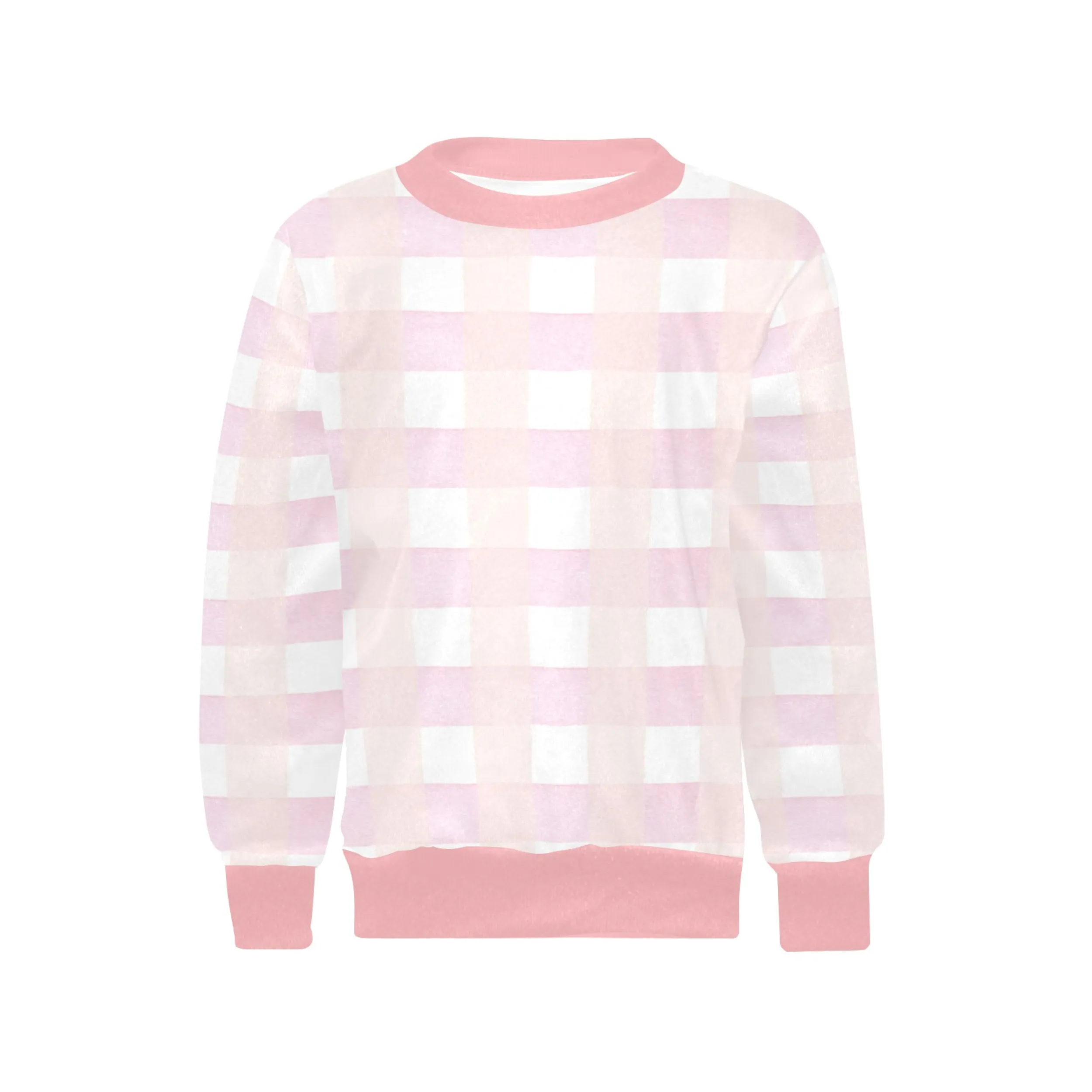 Harper Crew Neck Sweatshirt | Soft Pink and Blue All Over Print | Cozy Fall & Winter Wardrobe Essential