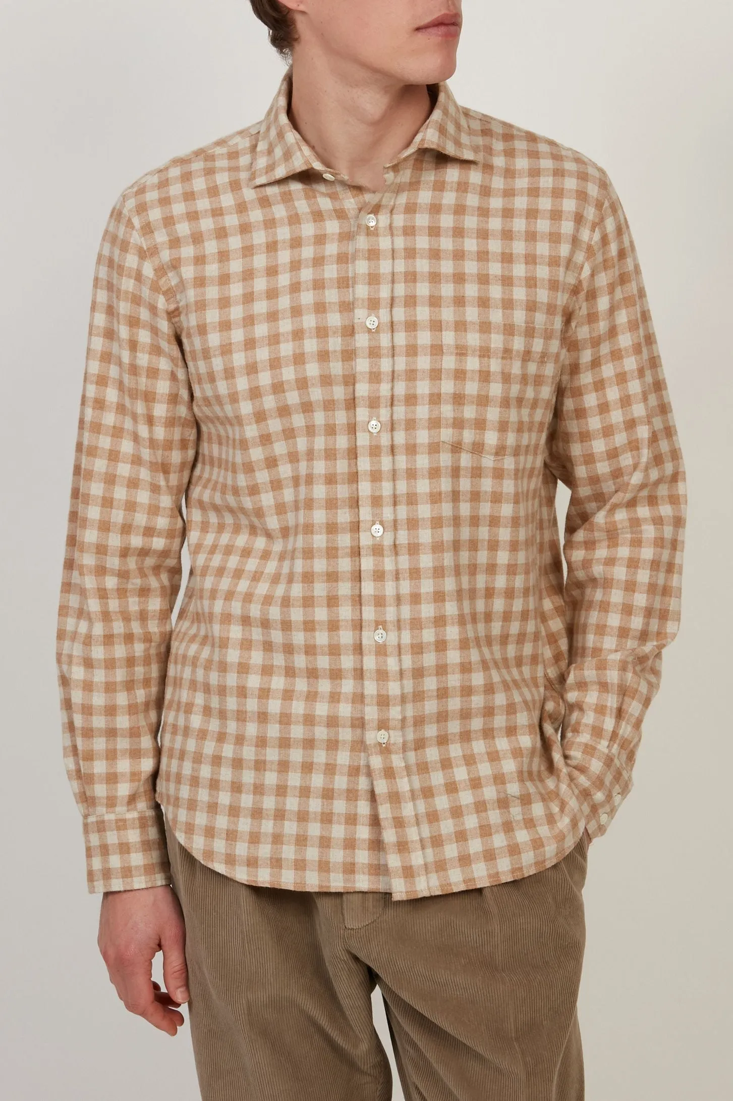 Hartford Men's Gingham Flannel in Natural