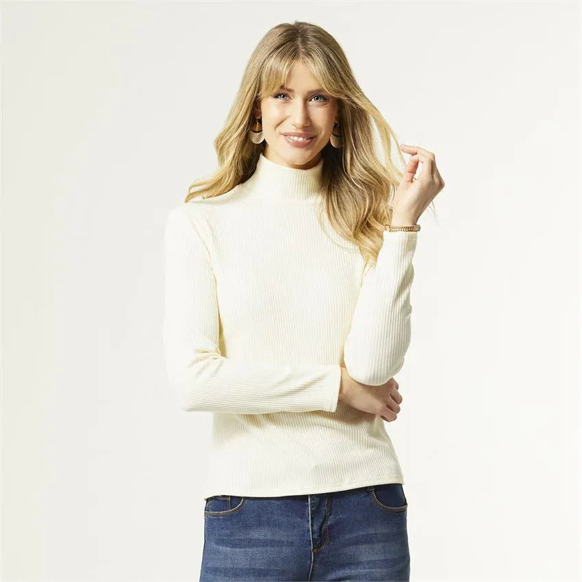 Hazel Turtleneck Top in Cream