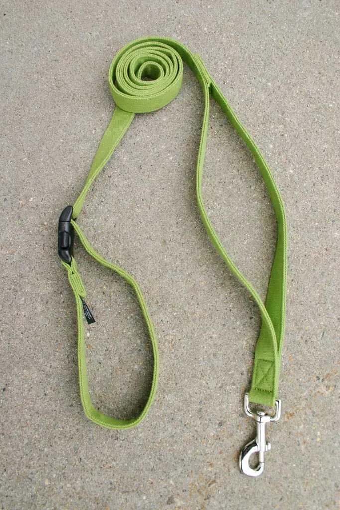 Hemp Dog Leash 10 Foot Happy Camper w/clasp Basic Green